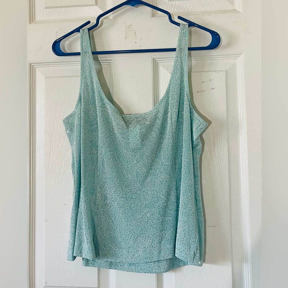 Alex Evenings Sparkle Green Tank Top Women’s scoop Neck Sz XL - Picture 2 of 5